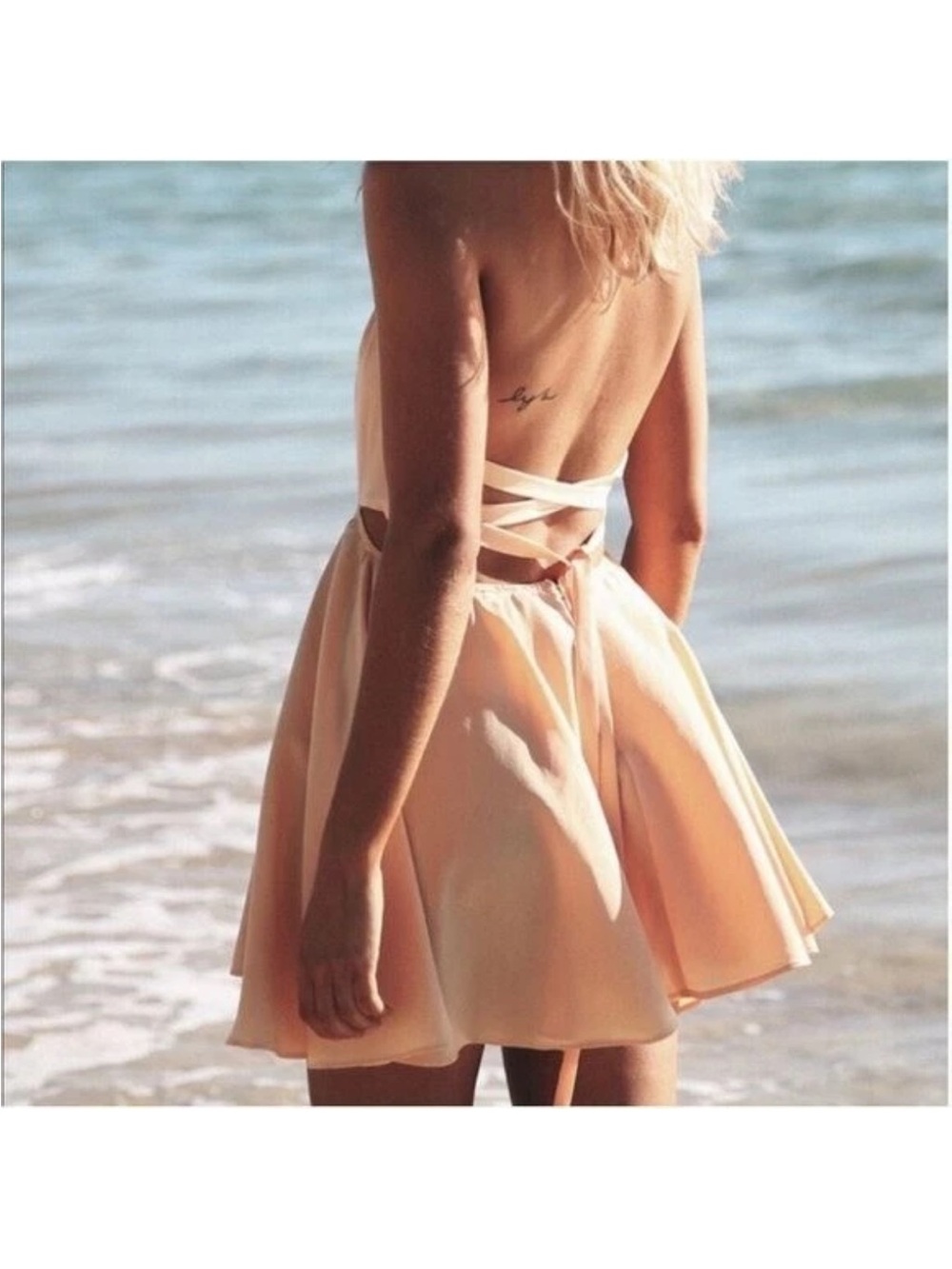 Sabo Backless Peach Skater Dress - Women's Summer Dress xs